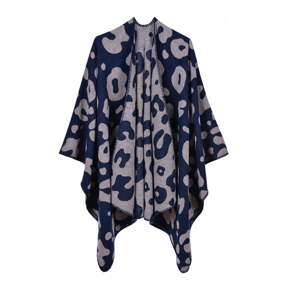 Женская накидка, длинное Вязаное пончо, свитер, пальто, шаль, Осень-зима, большое клетчатое женское пончо, женская верхняя одежда, сохраняющее тепло