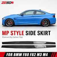 Extensions de jupes latérales ZESON en fibre de carbone sèche style MP pour BMW M3 F80 M4 F82 F83, paire gauche et droite, 2014-2018