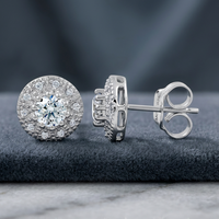 925 Sterling Silber Blumenförmige Zirkon-Ohrstecker Minimalistischer Stil Damen Hochzeit Verlobung Geschenk Schmuck mit Krappenfassung
