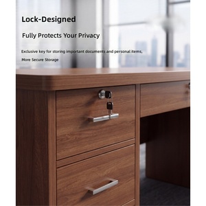 Ensemble bureau et chaise en bois minimaliste pour une personne, avec tiroirs verrouillables et finition résistante aux taches, pour les employés de bureau et l'usage domestique - Product Image 4