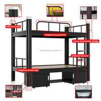 Lit superposé moderne en acier, best-seller, avec bureau intégré, cadre noir, double niveau durable, idéal pour l'école, l'hôpital, l'hôtel, la chambre à coucher, l'appartement