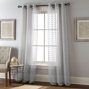 Cortina transparente con pompones de lunares blancos baratos de <span class=keywords><strong>Amazon</strong></span> al por mayor para <span class=keywords><strong>dormitorio</strong></span> y habitación de niños - Product Image 2