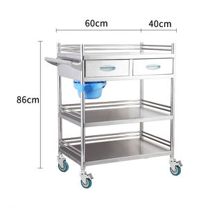 Chariot de transport d'infusion en acier inoxydable 304 pour hôpital, chariot de rangement d'instruments durable, roulettes silencieuses, style minimaliste, pour hôtel et salle à manger - Product Image 2