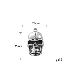 Men's Tibetan Silver Skull Pendant Necklace Retro Skeleton Design Geometric Style Dongguan Other Occasion 19043 - Product Image 4