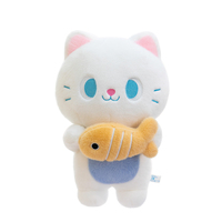 Juguete de Peluche Súper Suave y Adorable, Gato con Forma 3D Sosteniendo un Pez, Alta Calidad, Varios Tamaños, Personalizable, Juguete de Moda