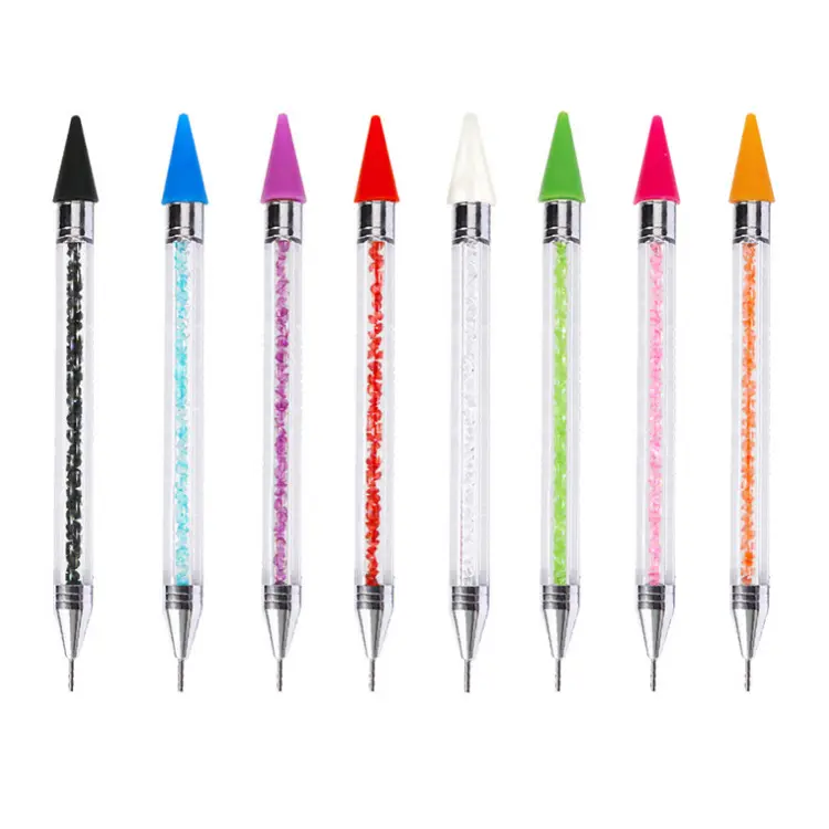 ปากกาปักลายเพชรแบบทำมือปากกาอุปกรณ์เสริมภาพพลอยเทียมหัวคู่