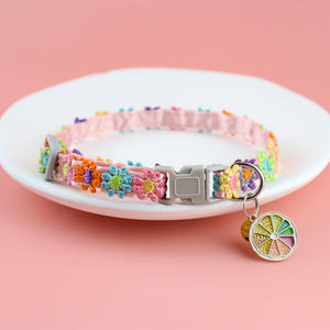 Adjustable Comfortable <b>Pet</b> Cat <b>Collar</b> with Knitted Flowers and Fruits New Color <b>Collar</b> - Product Image 4