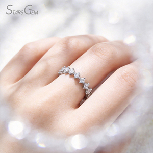 Starsgem 1.18ct 2,1*2,1mm corte princesa laboratorio cultivado diamante DFE VS 18K oro blanco Unisex clásico anillo de eternidad - Product Image 2