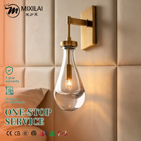 RHOEM Lampu Dinding Luar Ruangan Tembaga Kaca dengan Dudukan Bohlam E12 Cahaya Putih Hangat Lembut untuk Kamar Tidur Dekorasi Modern