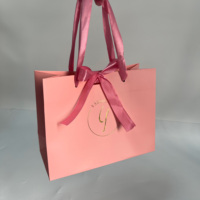 Sacs cadeaux rose bonbon de luxe avec estampage à chaud doré - Sacs shopping boutique avec nœud en ruban satiné pour bijoux, cosmétiques et lunettes