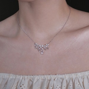 Collar de Plata de Ley 925 con Colgante de Gota de Agua y Perla de Cielo Estrellado, Cadena de Clavícula de Princesa, Collares de Cristal - Product Image 3