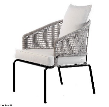 Chair With Weaving Outdoor Rope and Iron Steel Frame Back Rest Cushion Fabric Foam Originally Made in Indonesia