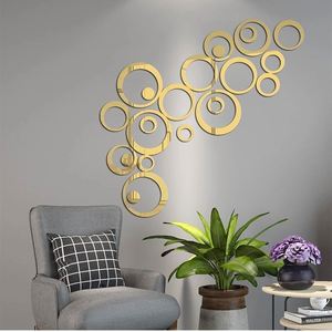 Pegatina de Pared Circular de Espejo Acrílico, Combinación 3D, para Dormitorio, Sala de Estar, Desmontable, Impermeable, Decorativa - Product Image 2