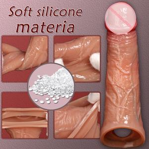 Tragbare Erwachsenen-Spielzeuge Flüssiges Silikon-Dildo Kondom Weicher Penisvergrößerer und Männliche Verzögerung Sexspielzeuge - Product Image 1