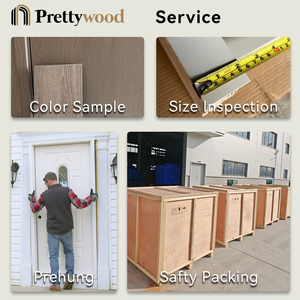 Prettywood thiết kế theo chiều dọc rắn bằng gỗ cong cửa nội thất phòng ngủ cửa vòng đầu - Product Image 6