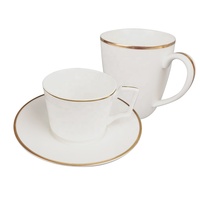 Vaisselle de table personnalisable en gros pour la maison, assiettes blanches pour restaurant, assiettes en céramique, vaisselle haut de gamme en porcelaine fine avec bord doré