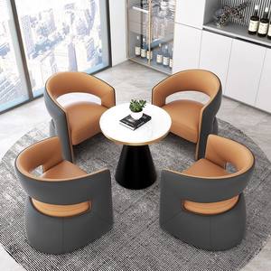 Office <b>Sofa</b> <b>Set</b> With Round Table Pu Leather High Density Sponge Comfortable For Reception Meeting Space - Product Image 1