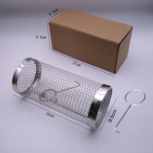Cesta rodante cilíndrica de tubo redondo portátil de 20*9cm al por mayor, malla de parrilla de acero inoxidable, cesta rodante útil para asar - Product Image 5