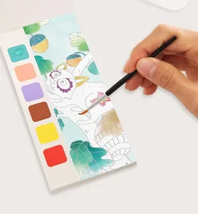 Livre de coloriage aquarelle 8x18cm, 6 thèmes, sirène, voyage spatial, feuilles de dessin, jouet sûr pour enfants, pinceau - Product Image 2