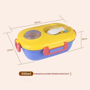 Boîte à lunch de haute qualité en acier inoxydable 304, boîte à lunch isotherme spécifique aux étudiants, boîte à lunch avec dessin animé et couverts - Product Image 3