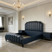 Tête de lit moderne haut de gamme (design en canal) |   Accessoire assorti pour lits intelligents réglables