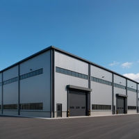 Atelier et entrepôt modulaires préfabriqués en structure métallique industrielle légère et moderne