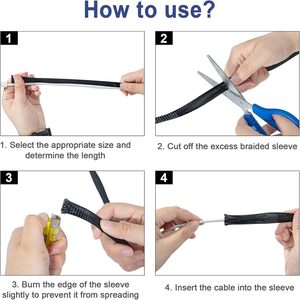 Funda trenzada extensible XZH PET, gestión de <span class=keywords><strong>cables</strong></span>, funda de Cable trenzado negro, protección de cableado Industrial <span class=keywords><strong>automotriz</strong></span> - Product Image 6