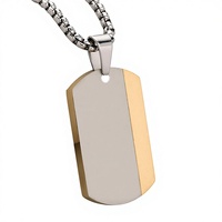 Collier pendentif pour homme tendance en acier inoxydable plaqué or 18 carats, chaîne maille gourmette style militaire pour occasions festives