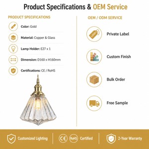 Lampada <span class=keywords><strong>a</strong></span> <span class=keywords><strong>Sospensione</strong></span> in Vetro Scanalato <span class=keywords><strong>a</strong></span> Cono con Finitura Rame, Stile Industriale <span class=keywords><strong>Vintage</strong></span>, Attacco E27, per Isola Cucina, Sala da Pranzo, Caffè, Ristorante, Hotel, Arredamento - Product Image 4