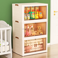 Panier de rangement pliable et empilable en plastique pour armoire