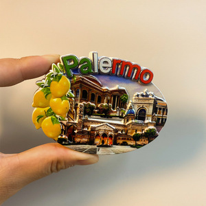 Aimants de réfrigérateur créatifs <span class=keywords><strong>en</strong></span> résine d'Italie, <span class=keywords><strong>Sicile</strong></span> et Palerme - Motif de carrelage traditionnel durable et souvenirs de voyage de sites emblématiques locaux - Product Image 5