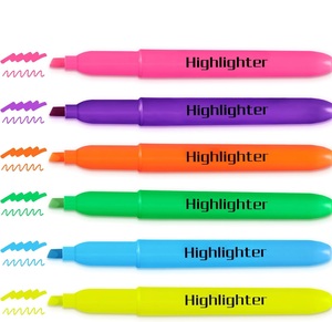 ปากกาไฮไลท์แบบคลาสสิก ปากกาเน้นข้อความแบบเรืองแสง หัวตัด 6/10/12 สี สำหรับใช้ในโรงเรียน - Product Image 4