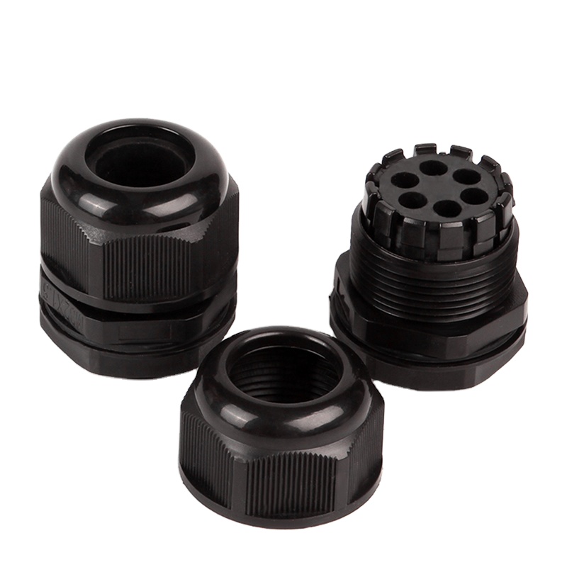 6หลุม EPDM ยางซีลเครื่องซักผ้า Anti Weakacid หลายสายไฟแทรกสังเคราะห์ Cable Glands IP68 Nylon Cable Gland M25