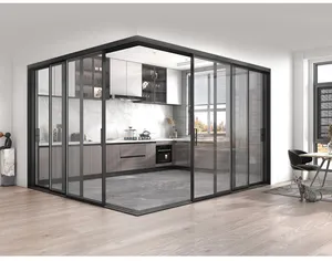Phong cách Hiện Đại Mỹ thiết kế Tempered Glass trượt cửa nhôm Slim khung cho nội thất phòng ngủ nhà bếp phòng khách Divider - Product Image 1