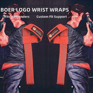 Sangles de poignet ajustables en polyester et coton avec logo personnalisé Boer pour le fitness, équipement de gym, sangle de musculation - Product Image 2