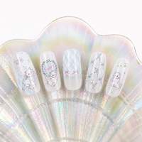 Faux ongles à presser Baby Blue Sheep Story, courts et effilés, motif écossais avec nœud, style Sweet Girl, faits main