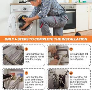 Suministro de Fábrica: Mangueras para Lavadora de Acero Inoxidable 304, Paquete de 2, 4.5 Metros de Largo, Líneas de Suministro de Agua Fría y Caliente - Product Image 5