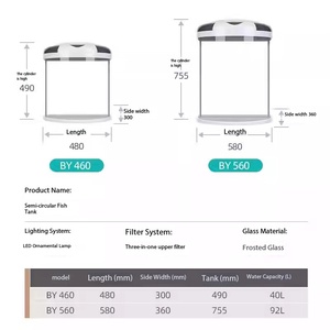 <span class=keywords><strong>Aquarium</strong></span> Moderne de Luxe pour Salon, Rond, Petit, Créatif, en Verre en U, pour Bureau, Table, avec Oxygénation, 120L - Product Image 5