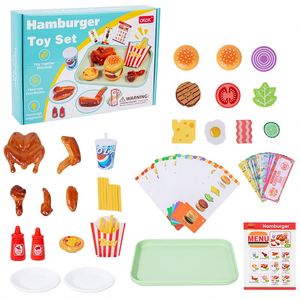 Ensembles de nourriture en bois pour enfants : hamburgers, frites, poulet frit, jeux de rôle, accessoires de cuisine - Product Image 6