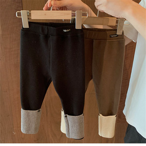 Tongxingyuan Girls Fleece-Lined Leggings Cotton Knitted Winter Pants Solid Color For Toddlers And Babies - Product Image 4