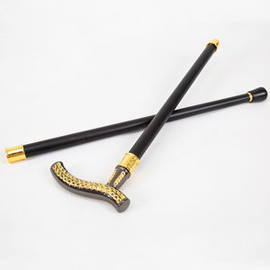 Canne de luxe en métal noir avec poignée à motif de chaîne décorée d'or, bâton de marche élégant, accessoire de gentleman - Product Image 6
