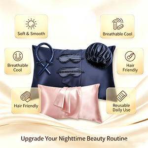 Bonnet de nuit en satin de soie de luxe, tissé, avec logo brodé personnalisé, doux, pour la maison, taie d'oreiller, bonnet de sommeil - Product Image 4