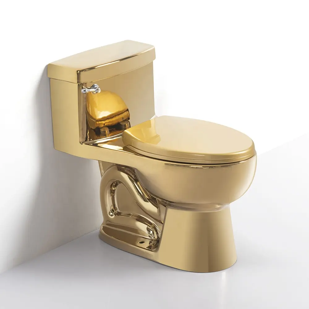 Wholesale Bathroom Sanitary Ware Ceramic For Sale WC Golden 1 Piece Toilet