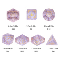 Pour Udixi jeu de dés polyédriques Logo personnalisé pour donjons et dragons verre clair rose bleu violet avec motif de vigne