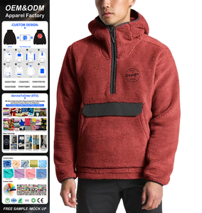Luxury Winter Warm Polar Fleece Heavyweight <strong>Men</strong> Pullover <strong>Hoodies</strong> Custom Logo Half Zip up Oversized <strong>Sherpa</strong> <strong>Hoodies</strong> <strong>Men</strong> - Product Image 1