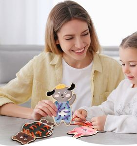 Juegos para Niños que Desarrollan la Imaginación, Materiales Educativos, Tarjetas de Animales para Enlazar, Tarjetas de Costura de Cartón - Product Image 2