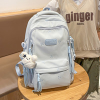 Mochila Escolar de Nailon de Gran Capacidad para Estudiantes de Secundaria, Estilo Moderno, con Múltiples Compartimentos