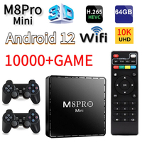 M8PRO MINI Game Stick Double Système 8K HD Arcade PSP N64 Family TV Mini Game Machine PS2 Handle Classic X2 Games Console TV Box