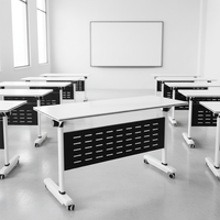 Table de bureau pliante en promotion, bureau mobile de formation, table de conférence portable combinée, bureau d'étude et de formation avec roulettes et tiroir