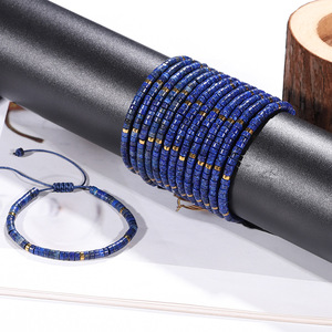 Bracelet à perles d'espacement en <span class=keywords><strong>Lapis</strong></span> <span class=keywords><strong>Lazuli</strong></span> naturel, tissé à la main, style européen et américain, best-seller - Product Image 2